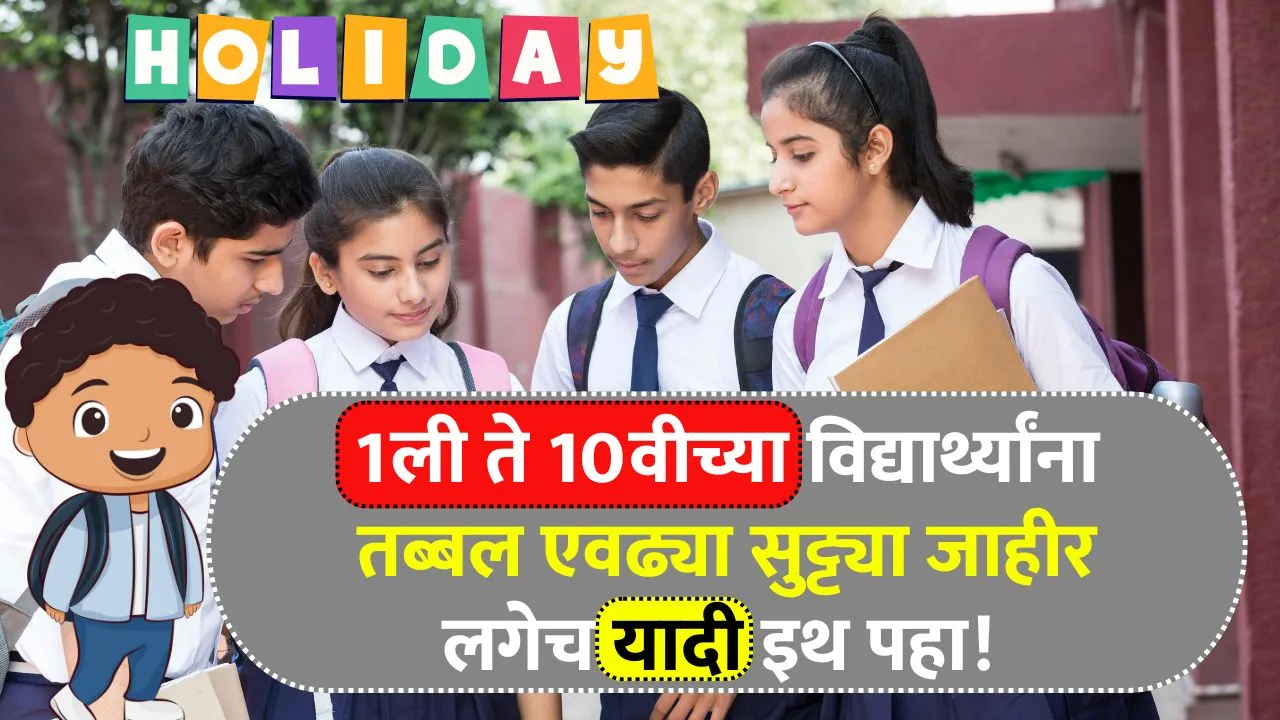 1ली ते 10वीच्या विद्यार्थ्यांना ऑगस्ट महिन्यात तब्बल एवढ्या सुट्ट्या जाहीर लगेच यादी इथ पहा! Schools Holiday