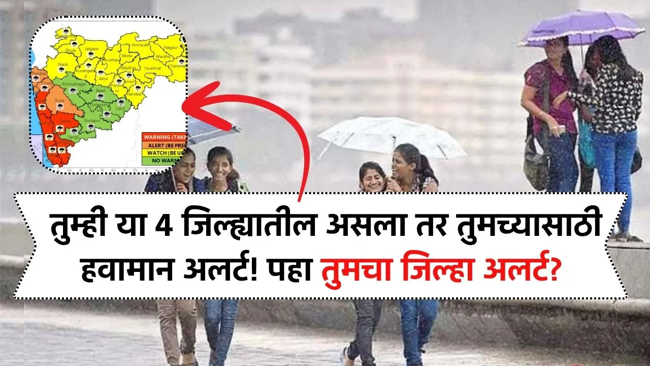 तुम्ही या 4 जिल्ह्यातील असाल तर तुमच्यासाठी हवामान अलर्ट! या 4 जिल्ह्यांना सतर्कतेचा अलर्ट! Maharashtra Weather
