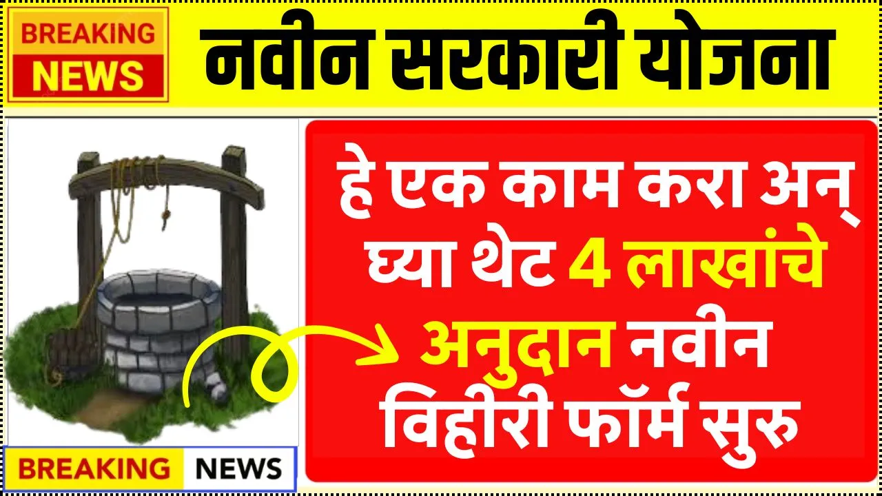 आता हे काम केल तर लगेच नवीन विहीरीसाठी मिळेल 4 लाख रुपये अनुदान येईल खात्यात! Navin Vihir Anudan