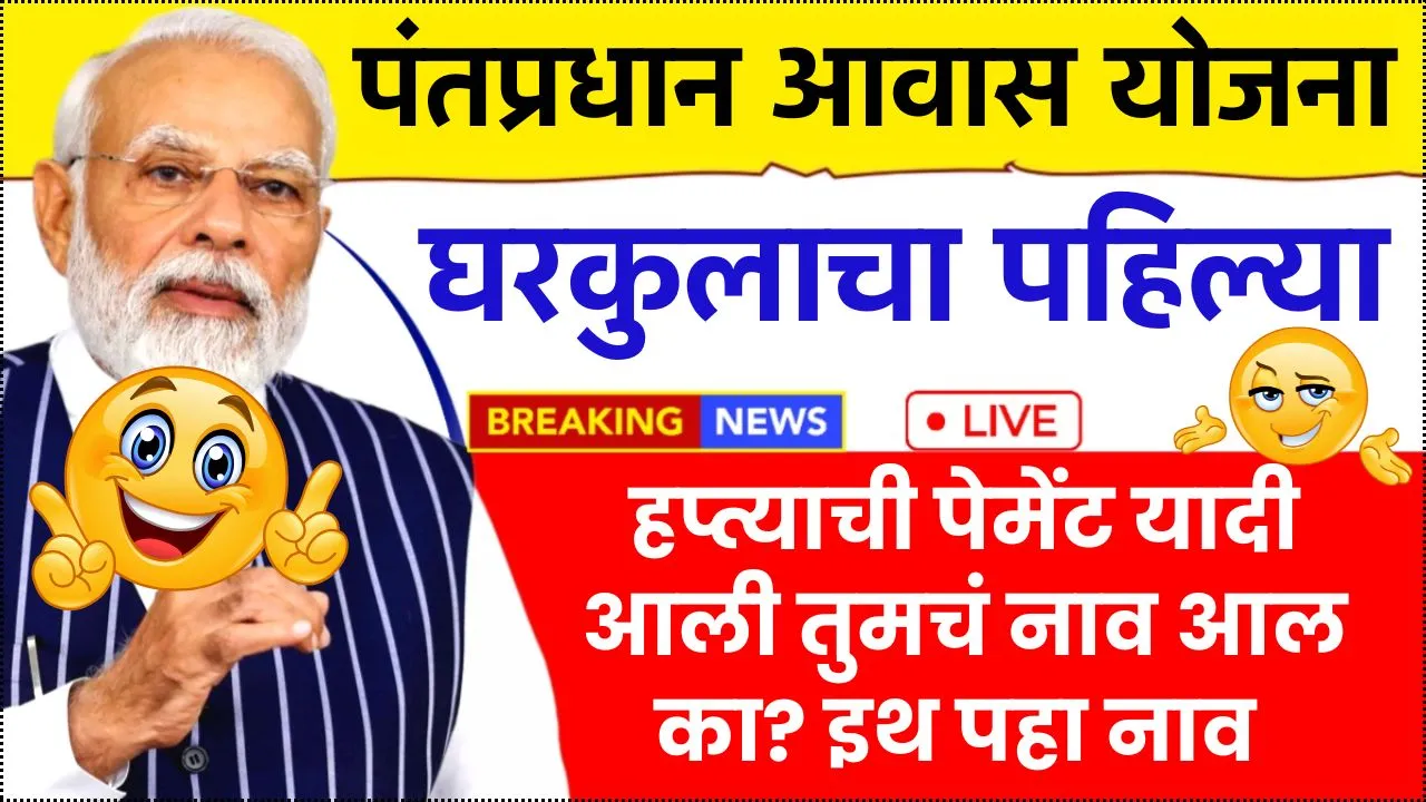 घरकुल योजनेच्या पहिल्या हप्त्याची पेमेंट यादी जाहीर तुमचं नाव आहेत का यादीत? PMAY Awas 2025